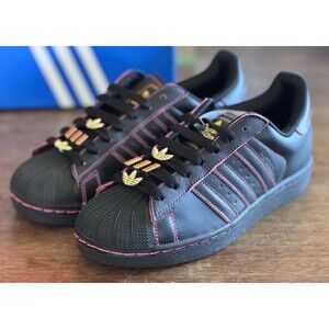 Women’s Size 8.5 Adidas Superstar II Black Pink Gold JS1380 Shell Toe New In Box